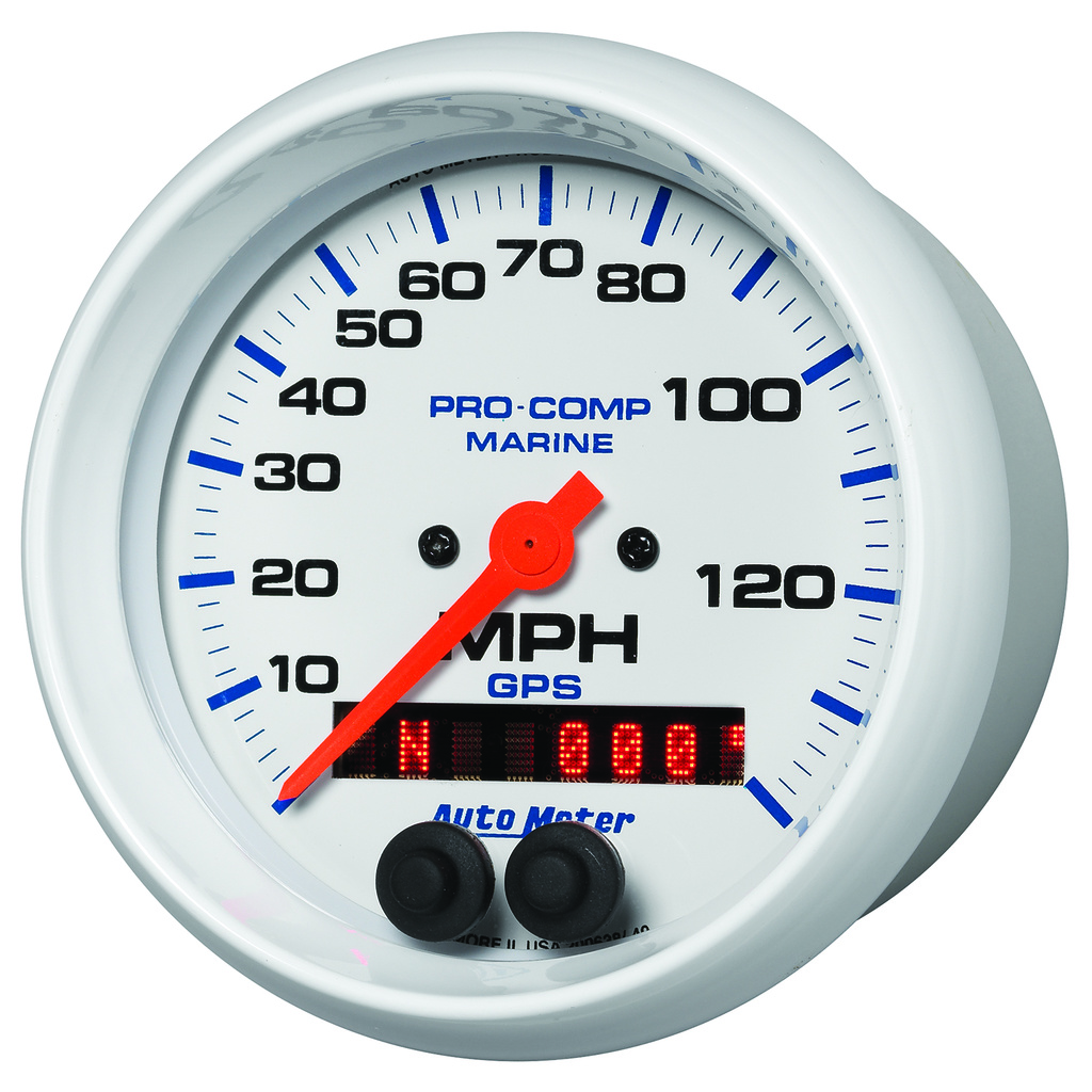 3-3/8" Gps Speedometer, 0-140 Mph, Marine White