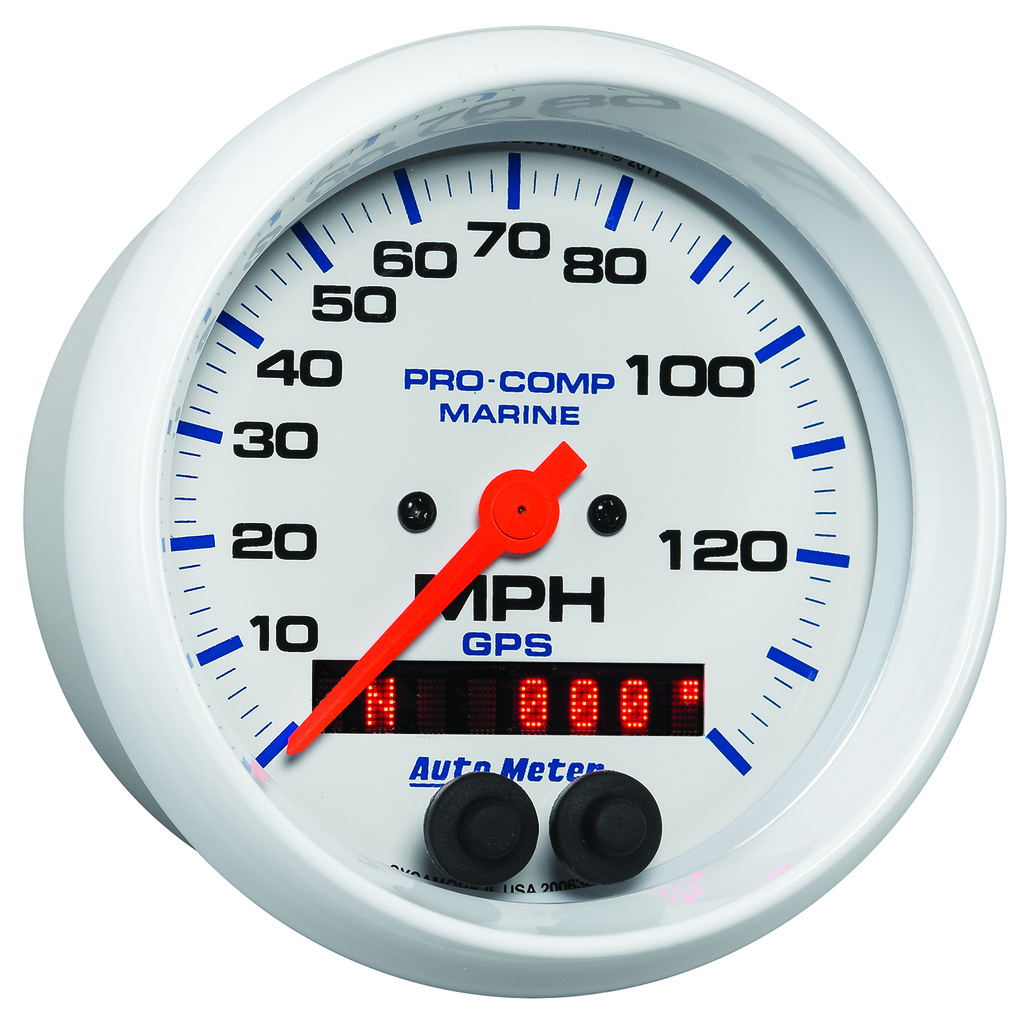 3-3/8" Gps Speedometer, 0-140 Mph, Marine White