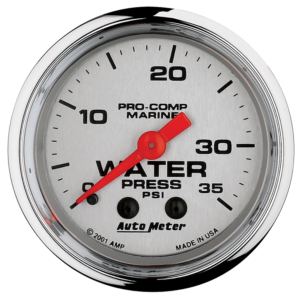 2-1/16" Water Pressure, 0-35 Psi, Marine Chrome Ultra-Lite