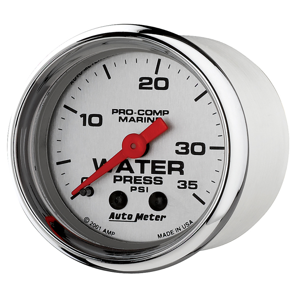 2-1/16" Water Pressure, 0-35 Psi, Marine Chrome Ultra-Lite