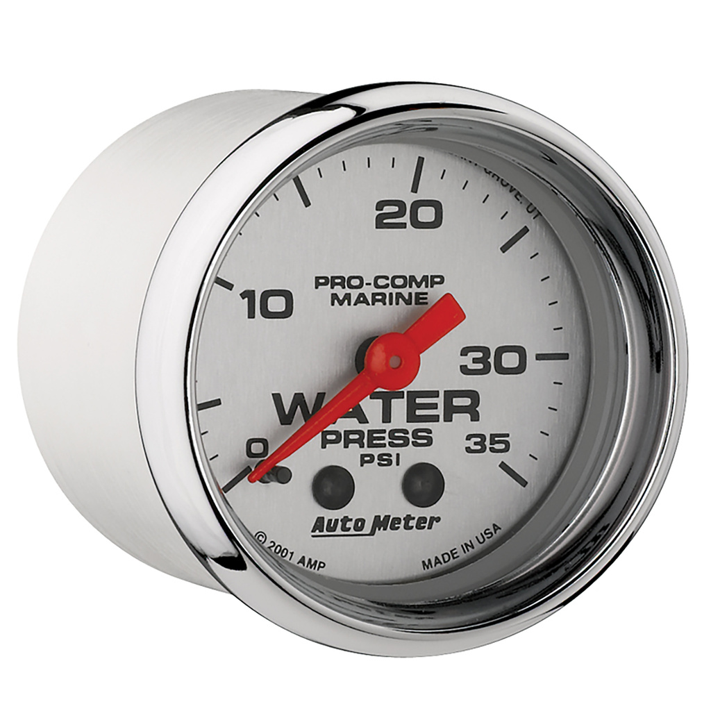 2-1/16" Water Pressure, 0-35 Psi, Marine Chrome Ultra-Lite