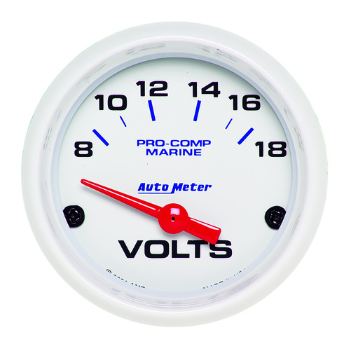 2-1/16" Voltmeter, 8-18v, Marine White