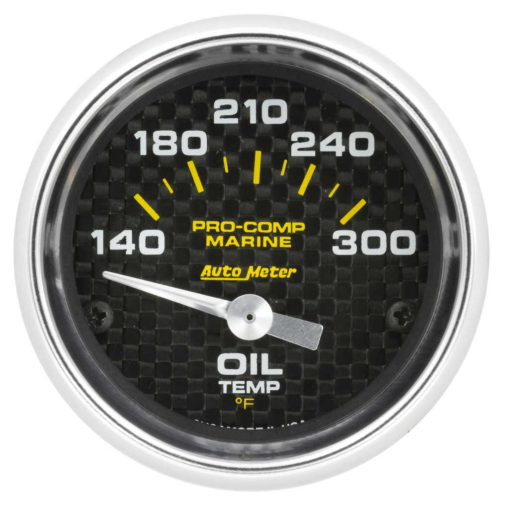 2-1/16" Oil Temperature, 140-340 °F, Marine Carbon Fiber