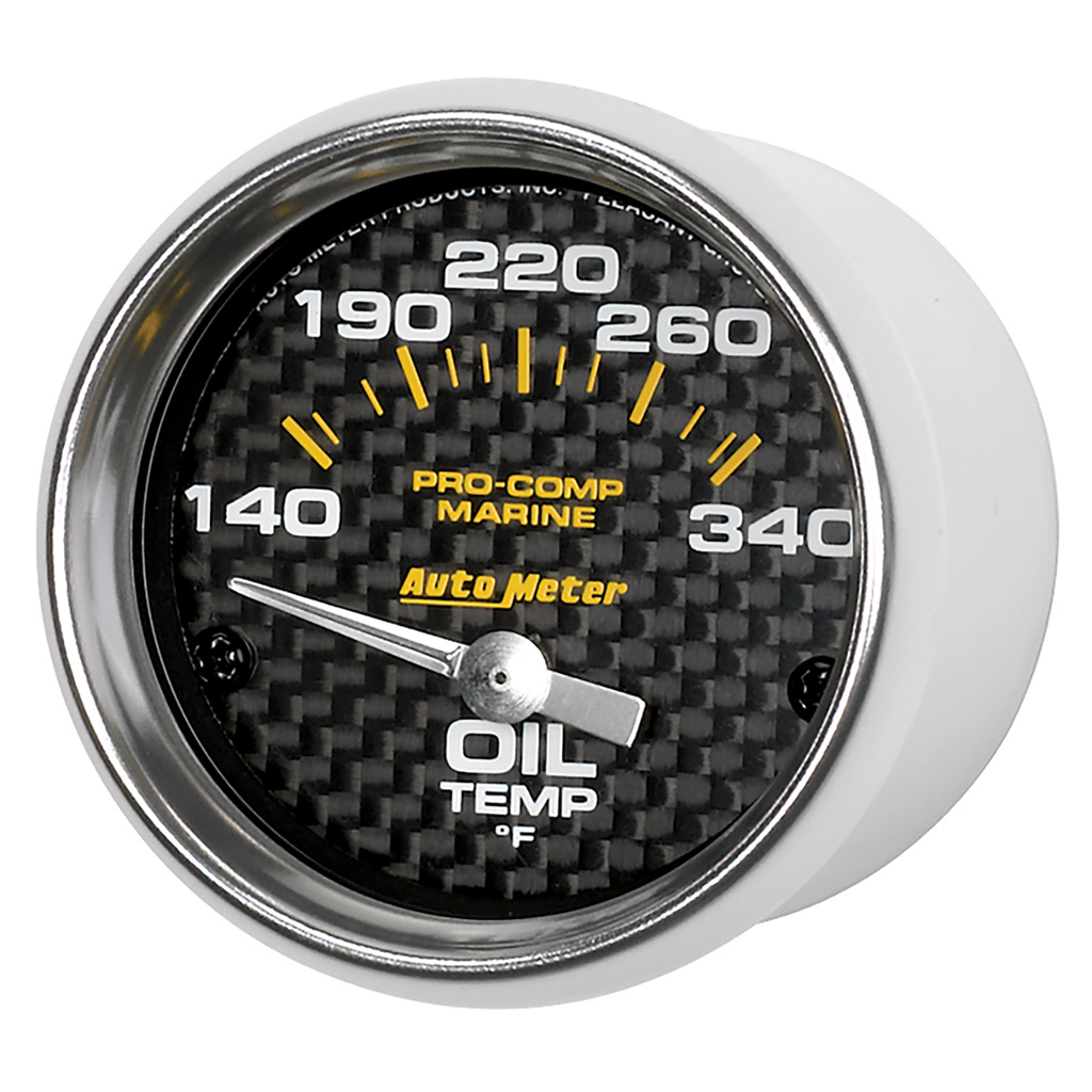 2-1/16" Oil Temperature, 140-340 °F, Marine Carbon Fiber