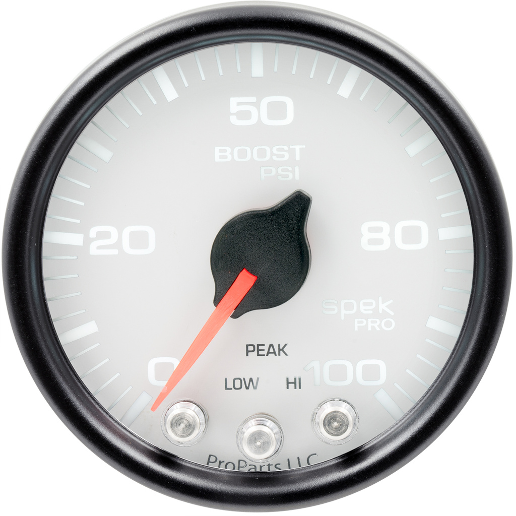 2-1/16" Boost, 0-100 Psi, Spek-Pro, White/Black