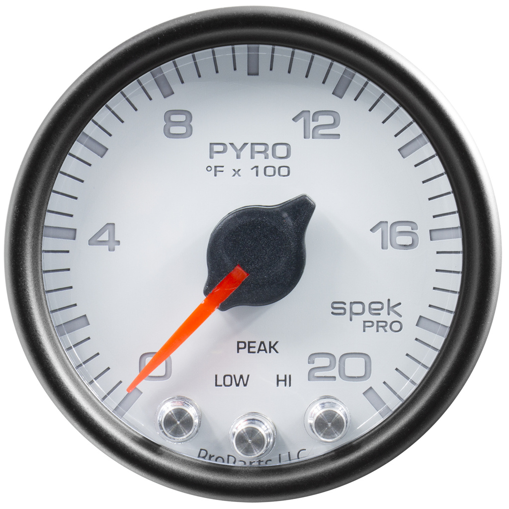 2-1/16" Pyrometer, 0-2000 °F, Spek-Pro, White/Black