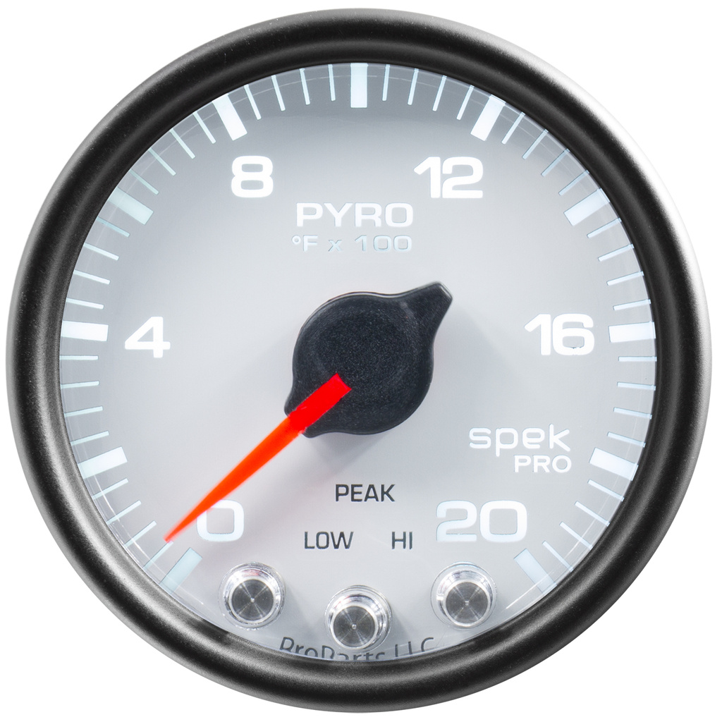 2-1/16" Pyrometer, 0-2000 °F, Spek-Pro, White/Black