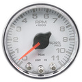2-1/16" In-Dash Tachometer, 0-11,000 Rpm, Spek-Pro, White/Chrome