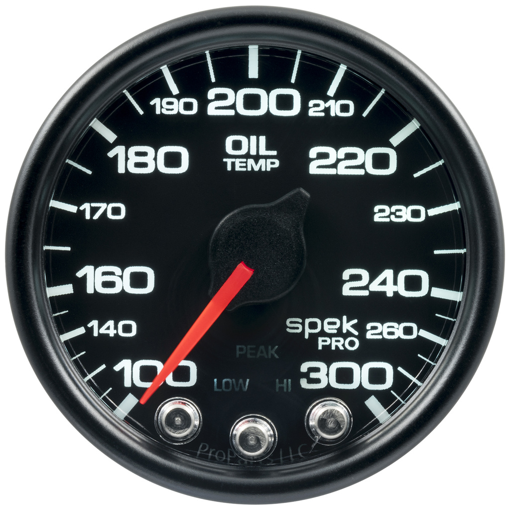 2-1/16" Oil Temperature, 100-300 °F, Spek-Pro, Black/Black, Ecu