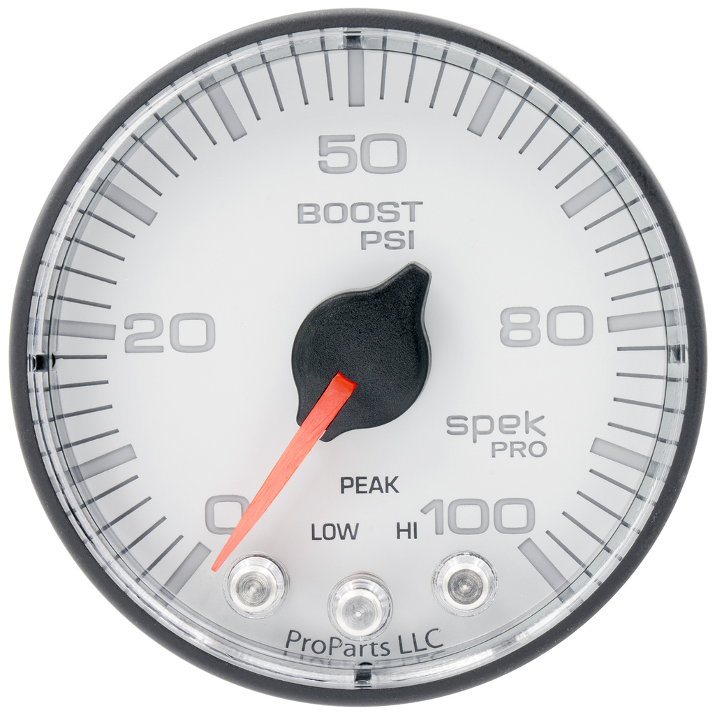 2-1/16" Boost, 0-100 Psi, Spek-Pro, White/Black