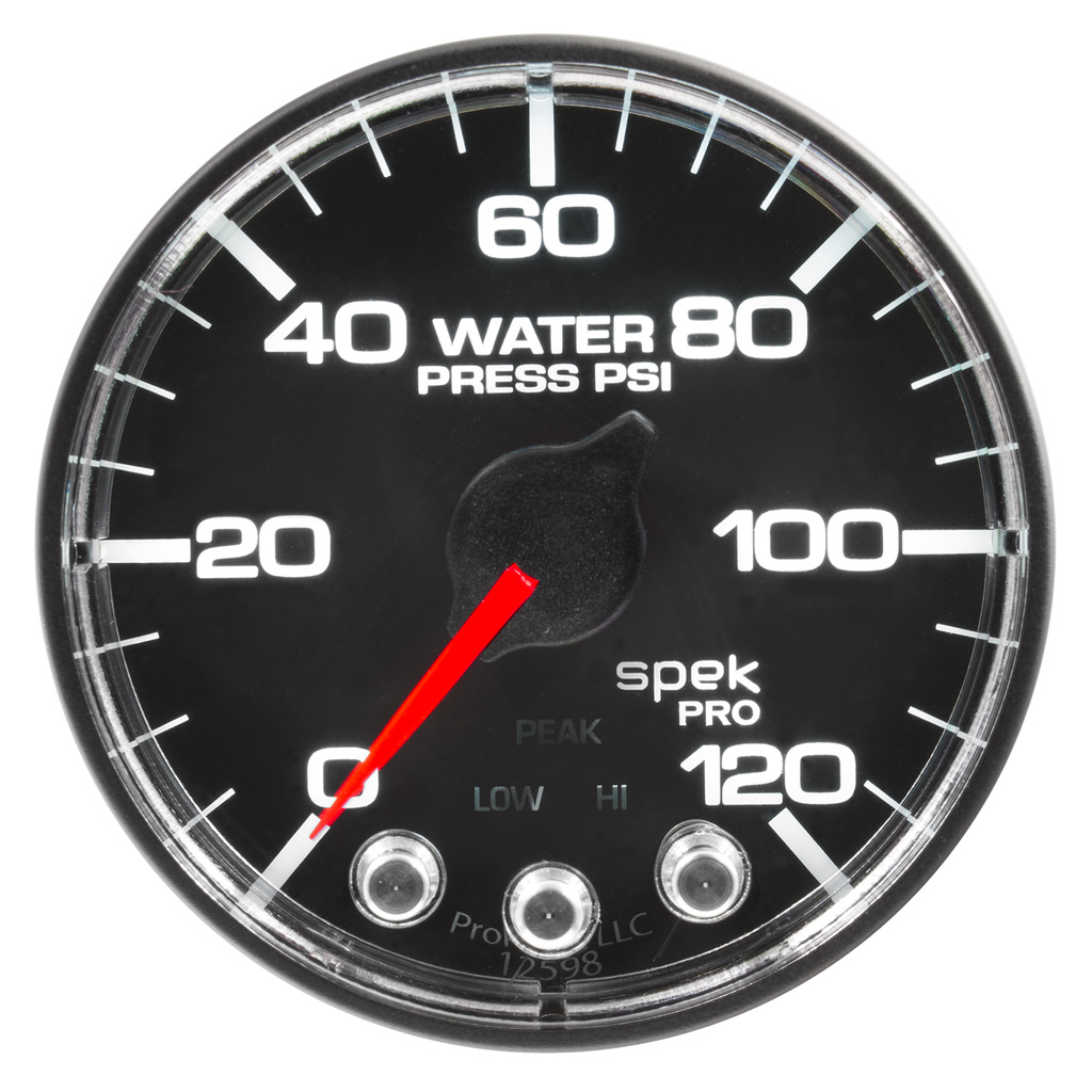 2-1/16" Water Pressure, 0-120 Psi, Spek-Pro, Black/Chrome