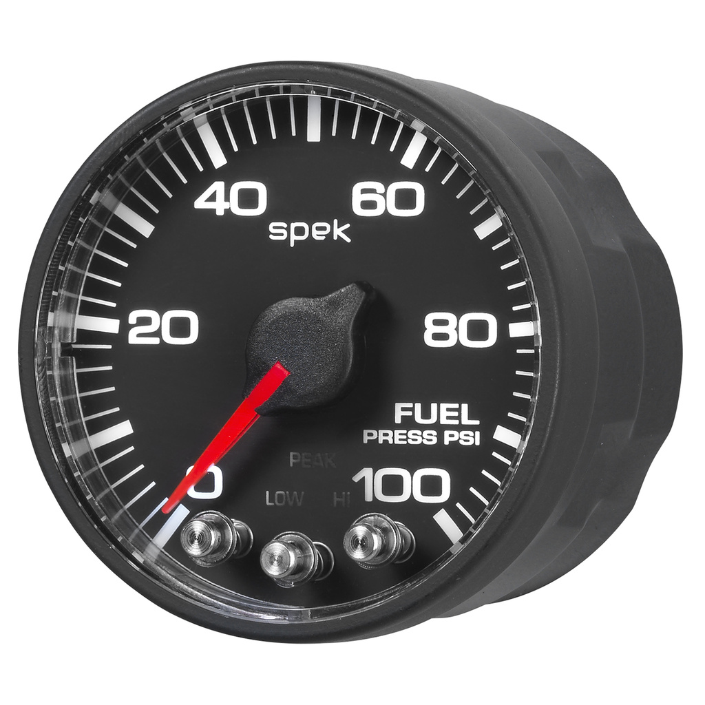 2-1/16" Fuel Pressure, 0-100 Psi, Spek-Pro, Black/Black, Ecu