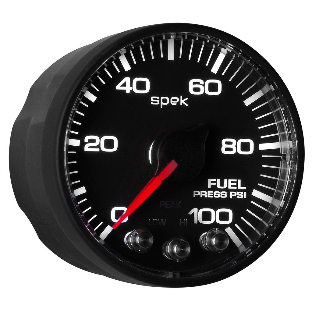2-1/16" Fuel Pressure, 0-100 Psi, Spek-Pro, Black/Black, Ecu
