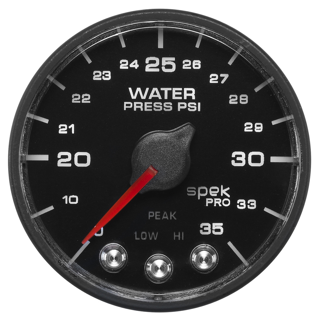 2-1/16" Water Pressure, 0-35 Psi, Spek-Pro, Black/Black, Ecu