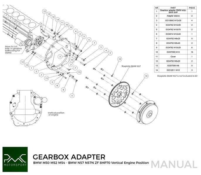 Gearbox adapter BMW M50 S50 M52 M54 / N57N N57