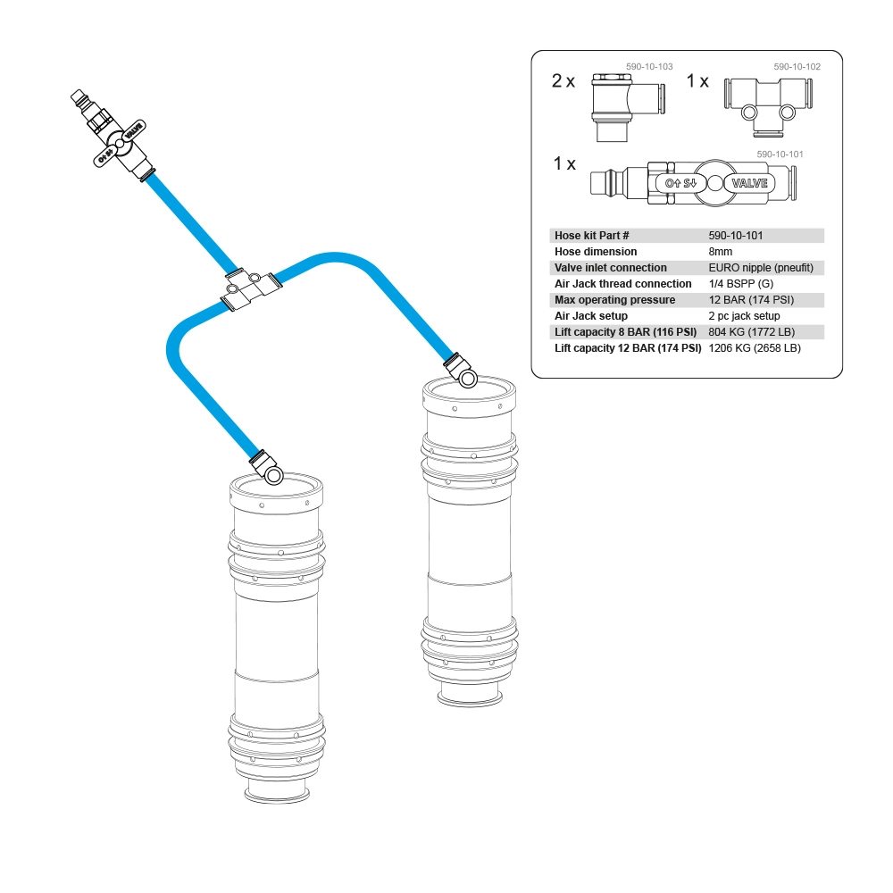 Air Jack 90 Competition Complete Set 4pc, 8 BAR / 120 PSI