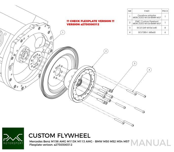PMC Flywheel Mercedes-Benz V8 M113 M113K M156 AMG - BMW M50 S50 M52 S52 M54 S54 M57 - 184MM 7.25" (P)